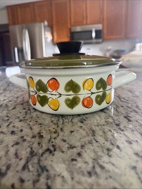 Retro Hand-Painted Enamel Casserole with Olive Green Lid
Austria Email
